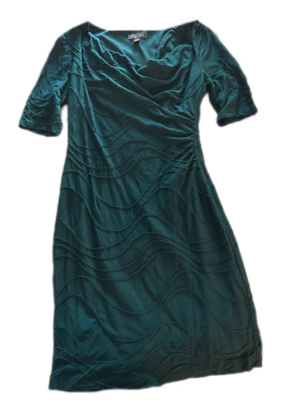 Teal Draped Wave-Detail Women’s Dress